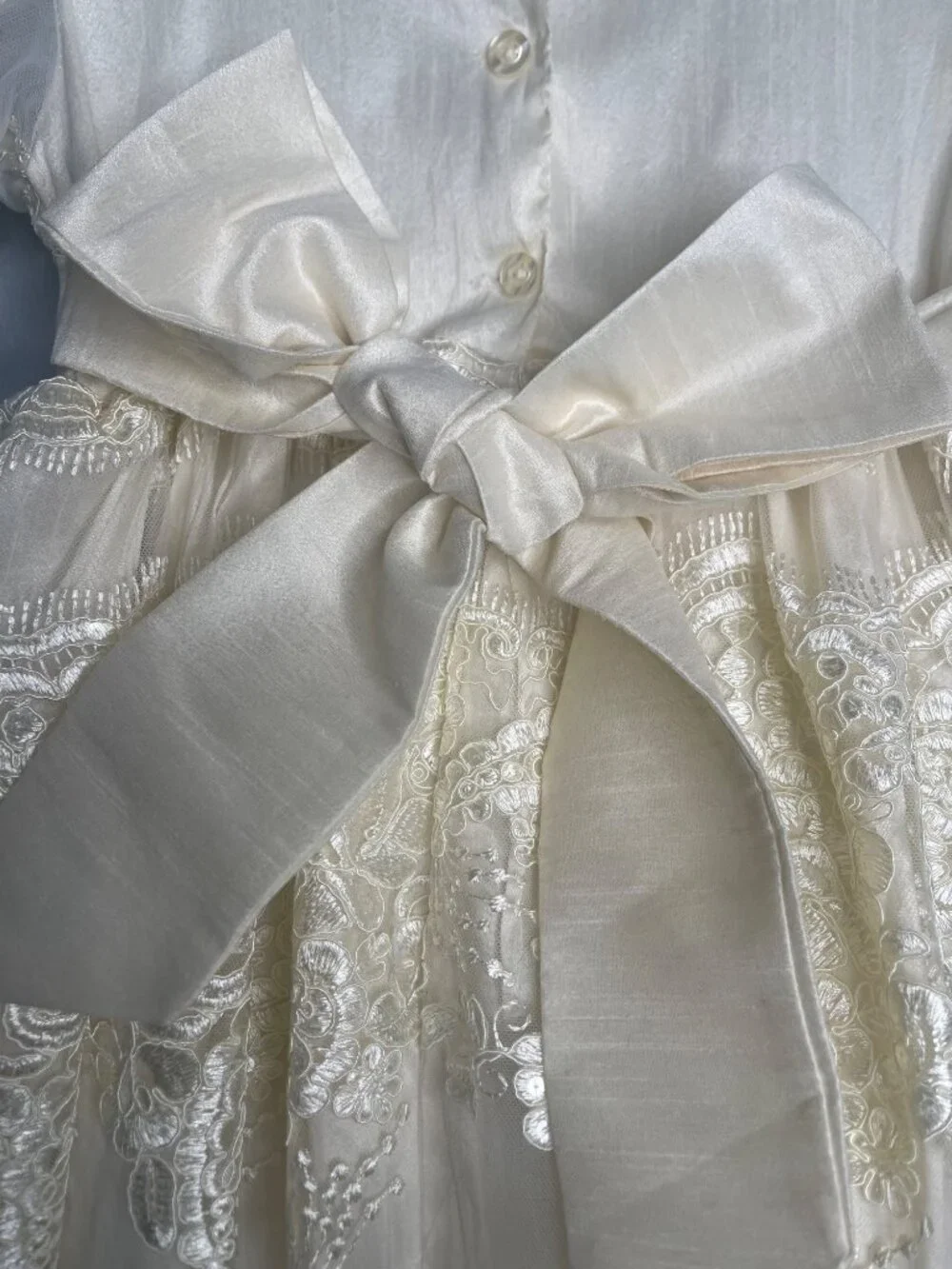 Fancy Flower Girl Toddler 3 Christening Wedding Lacy Dress Baptism Party Ivory